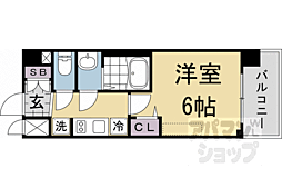 プレサンス十条凜華 5階1Kの間取り