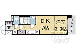 プレサンス十条凜華 4階1DKの間取り
