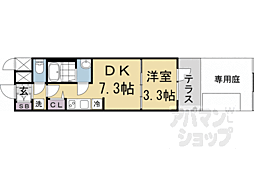 プレサンス十条凜華 1階1DKの間取り
