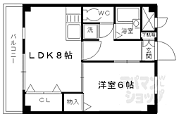 パークサイド三ノ宮2 4階1LDKの間取り