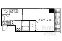 阪急京都本線 西京極駅 徒歩5分の賃貸マンション 6階1Kの間取り