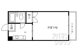 阪急嵐山線 松尾大社駅 徒歩9分の賃貸マンション 4階1Kの間取り