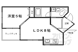 京阪本線 鳥羽街道駅 徒歩5分の賃貸アパート 1階1LDKの間取り