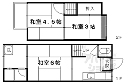 京阪本線 中書島駅 徒歩10分の賃貸テラスハウス 3Kの間取り