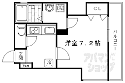 阪急京都本線 西院駅 徒歩11分の賃貸マンション 4階1Kの間取り