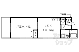 クレアーレ五条大宮 1階1LDKの間取り
