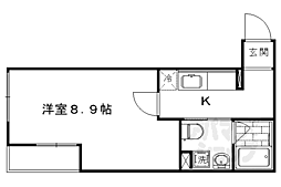 JR山陰本線 円町駅 徒歩3分の賃貸マンション 3階1Kの間取り