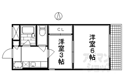 京阪本線 丹波橋駅 徒歩2分の賃貸マンション 4階2Kの間取り