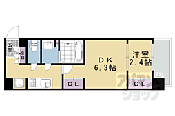 ソルテラス京都洛南 1Kの間取図画像