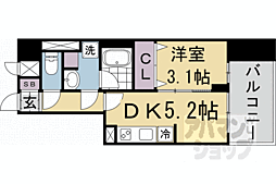 アスヴェル京都西大路SOUTH 1DKの間取図画像