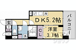 アスヴェル京都西大路SOUTH 1DKの間取図画像