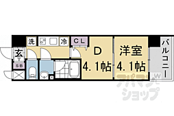 アスヴェル京都西大路SOUTH 1DKの間取図画像