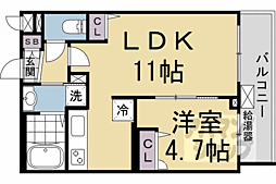 グランカーサ京都駅前 1LDKの間取図画像