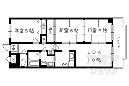 グランドハイツ洛南 3LDKの間取図画像