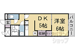 パインベルテ御陵 1DKの間取図画像