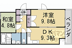 ゴールドハイツ五条 2DKの間取図画像
