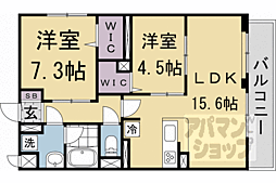 グランジェリサーチパークイースト 2LDKの間取図画像