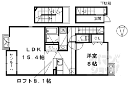 ラフィーネ・葛野2 1LDKの間取図画像