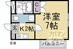 グラッツアモーレ山科 1Kの間取図画像