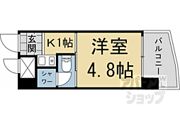 朝日プラザ高瀬川 ワンルームの間取図画像
