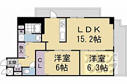 サン・ユー2 2LDKの間取図画像