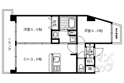 プレサンス京都駅前千都 2DKの間取図画像
