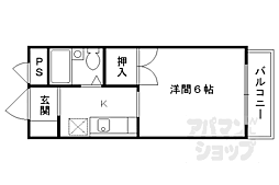 ぼなーる東野 1Kの間取図画像