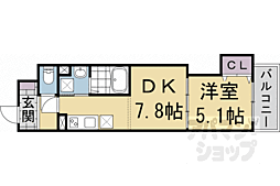 CloverResidence京都西大路 1DKの間取図画像