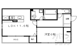 ピグナ・フィオーレB棟 1LDKの間取図画像