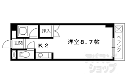 VIP羅城門 1Kの間取図画像
