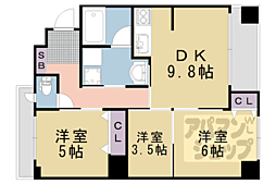 ラティス東野 3DKの間取図画像