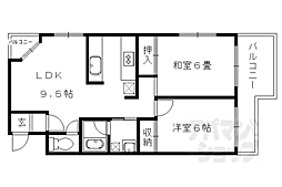 パインコート五条 2LDKの間取図画像