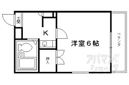 JR山陰本線 円町駅 徒歩5分の賃貸マンション 3階1Kの間取り