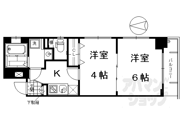 京都府京都市南区西九条藤ノ木町(賃貸マンション2K・2階・30.79㎡)の写真 その2