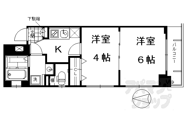 京都府京都市南区西九条藤ノ木町(賃貸マンション2K・3階・30.79㎡)の写真 その2