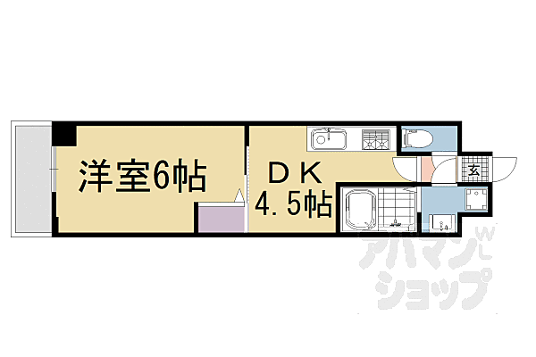 京都府京都市中京区壬生上大竹町(賃貸マンション1DK・5階・26.04㎡)の写真 その2