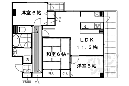 京都市営烏丸線 丸太町駅 徒歩9分の賃貸マンション 3階3LDKの間取り