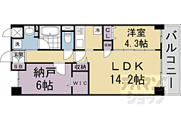 近鉄京都線 上鳥羽口駅 徒歩17分の賃貸マンション 2階2LDKの間取り