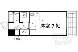 京都市営烏丸線 丸太町駅 徒歩14分の賃貸マンション 4階ワンルームの間取り
