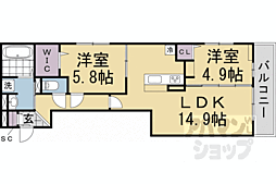 阪急嵐山線 松尾大社駅 徒歩19分の賃貸アパート 2階2LDKの間取り