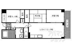 パレスコート二条 3階3LDKの間取り