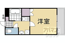 京都地下鉄東西線 西大路御池駅 徒歩5分の賃貸マンション 1階1Kの間取り