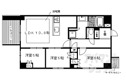 イーグルコート御所南柳馬場二条 3階3LDKの間取り