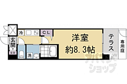 京都地下鉄東西線 太秦天神川駅 徒歩6分の賃貸マンション 1階1Kの間取り