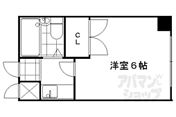 京福電気鉄道北野線 北野白梅町駅 徒歩4分の賃貸マンション 4階1Kの間取り