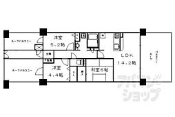 阪急京都本線 西院駅 徒歩12分の賃貸マンション 2階3LDKの間取り
