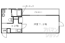 JR山陰本線 円町駅 徒歩9分の賃貸マンション 2階1Kの間取り