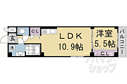 JR山陰本線 丹波口駅 徒歩8分の賃貸マンション 1階1LDKの間取り