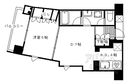 プラネスーペリア四条河原町 5F 5階1LDKの間取り