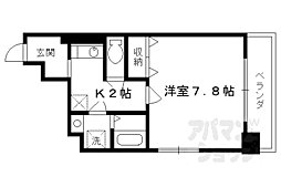 近鉄京都線 東寺駅 徒歩9分の賃貸マンション 3階1Kの間取り